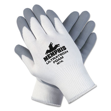 MCR™ Safety Ultra Tech Foam Seamless Nylon Knit Gloves, Large, White-gray, 12 Pair-dozen freeshipping - TVN Wholesale